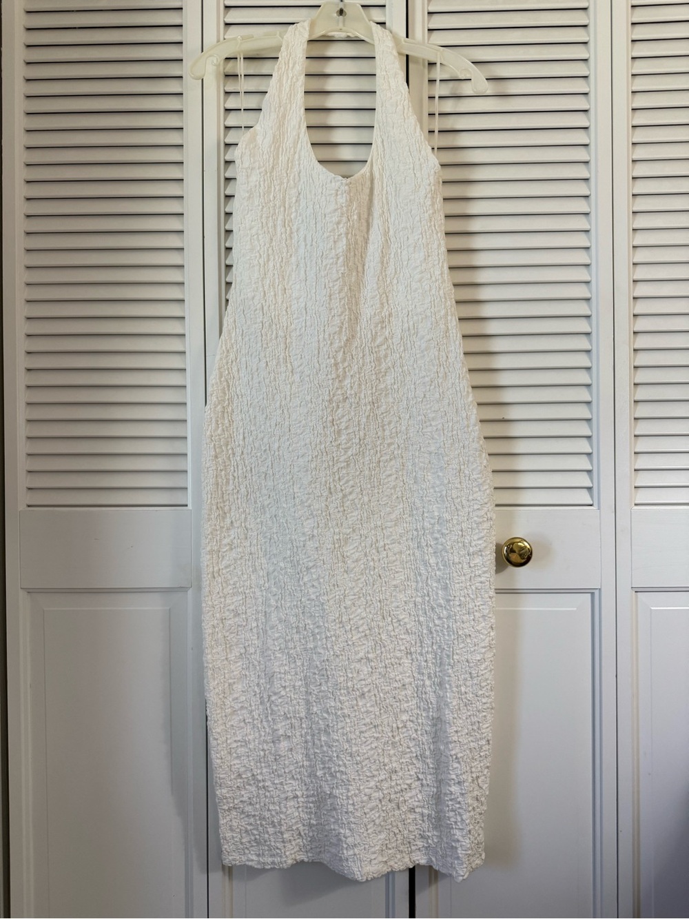 NWT Zara White Textured Halter Neck Midi Dress Size Medium New